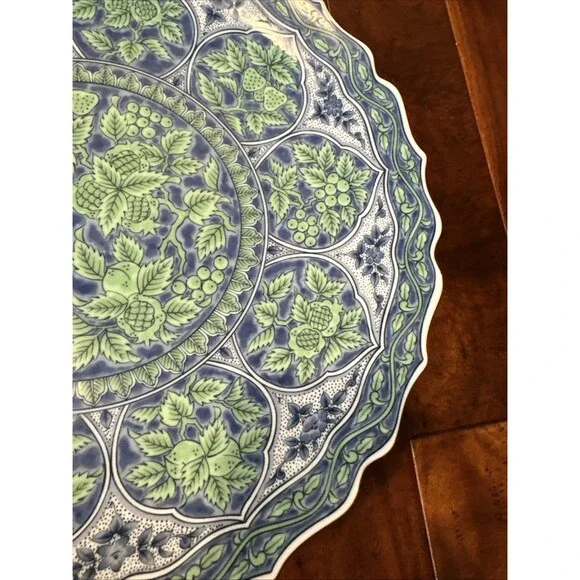 Vintage Maebata China Plate Qinghua Midoriaya Pattern Chinese Asian 12” - Picture 4 of 9